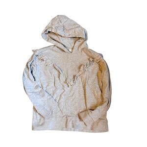 MNG Mango Grey Hooded Ruffle Sweatshirt - Size 8